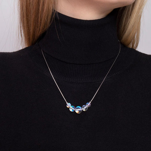 Rainbow Supernova | .925 Sterling Silver | Galaxy Glass Infinity Clasp Necklace